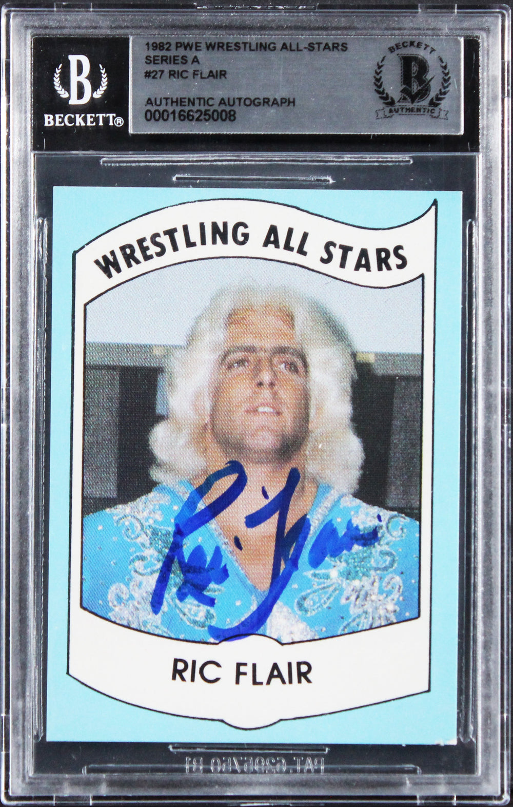 Ric Flair Signed 1982 PWE Wrestling All-Star Series A Rookie Card BAS Slabbed