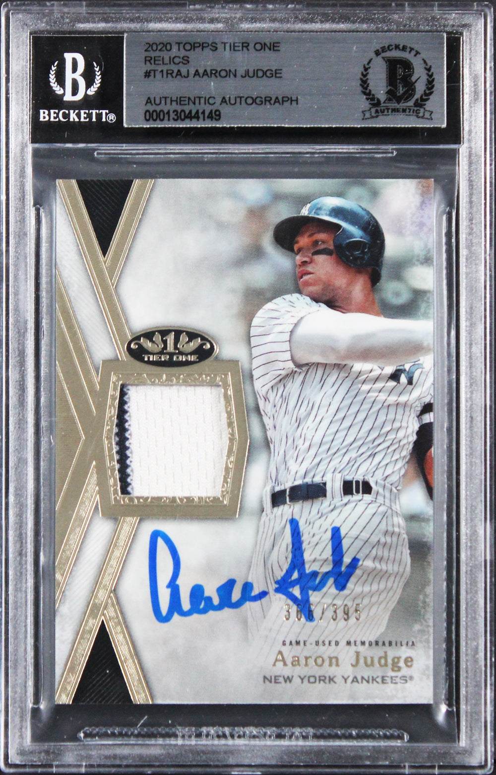 Yankees Aaron Judge Signed 2020 Topps Tier One Relics #T1RAJ Card BAS Slabbed