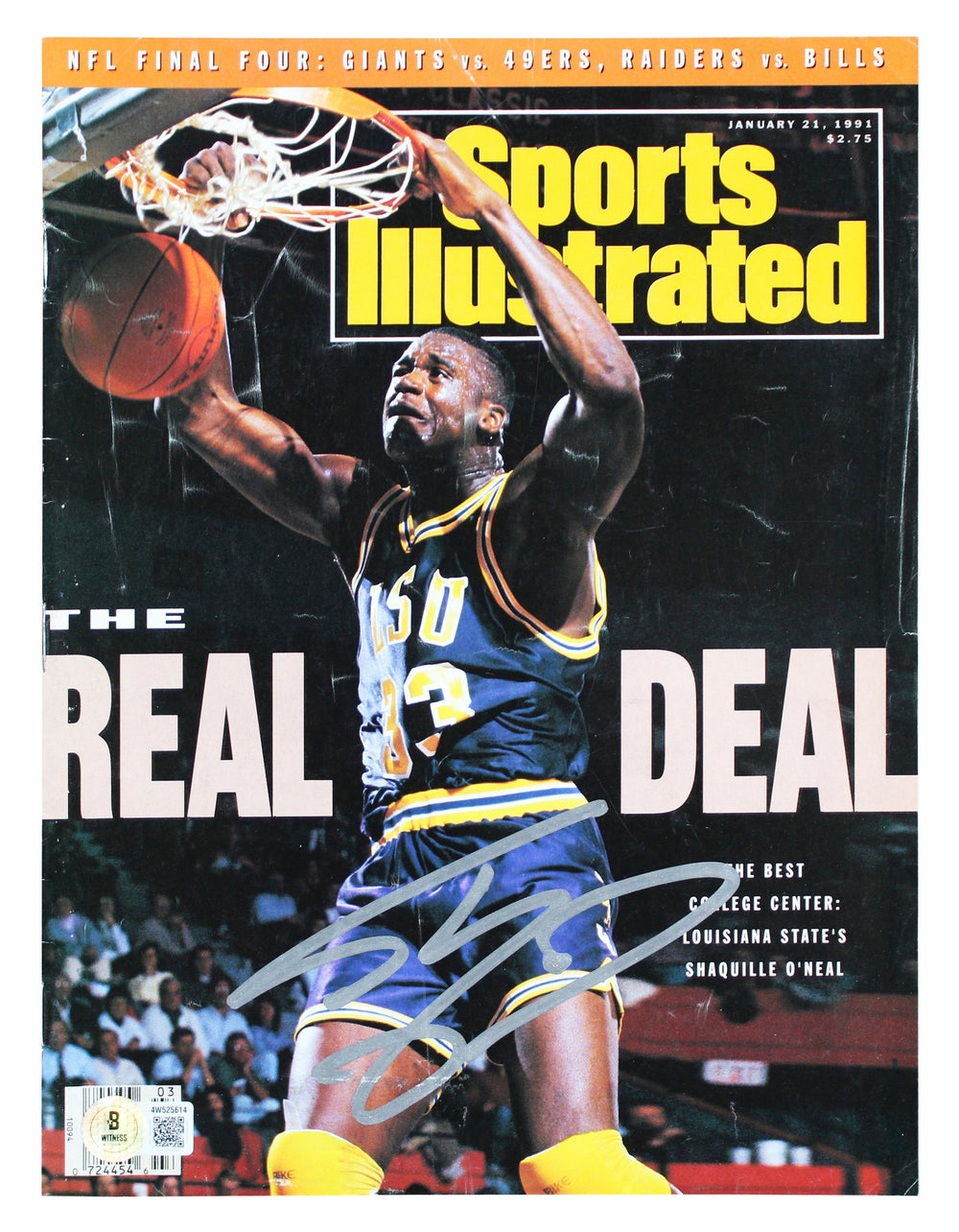 Lakers Shaquille O'Neal Signed January 1991 Sports Illustrated Magazine BAS Wit