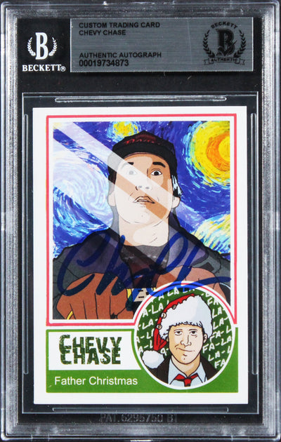 Chevy Chase Christmas Vacation Signed Father Christmas Custom Card BAS Slabbed