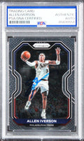 76ers Allen Iverson Signed 2020 Panini Prizm Silver #19 Card PSA/DNA Slabbed