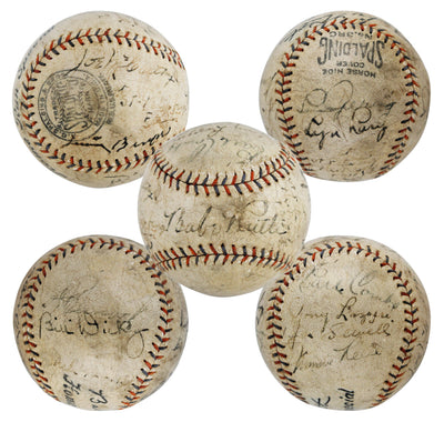 1931 Yankees (13) Babe Ruth, Lou Gehrig, +11 Signed Spalding Baseball JSA LOA