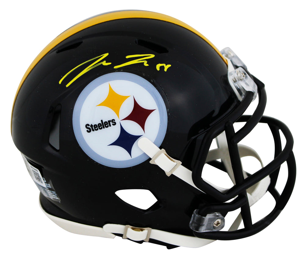 Steelers Pat Freiermuth Signed Speed Mini Helmet w/ Yellow Sig BAS Witnessed