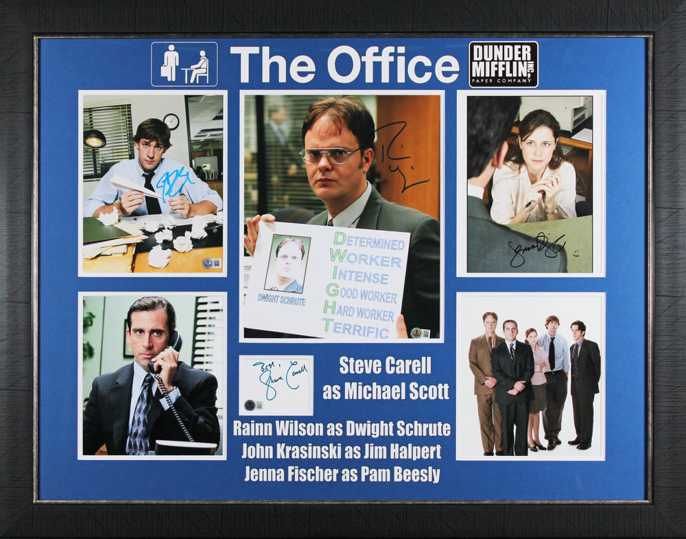 The Office (4) Carell, Wilson, Krasinski & Fischer Signed Framed Display BAS