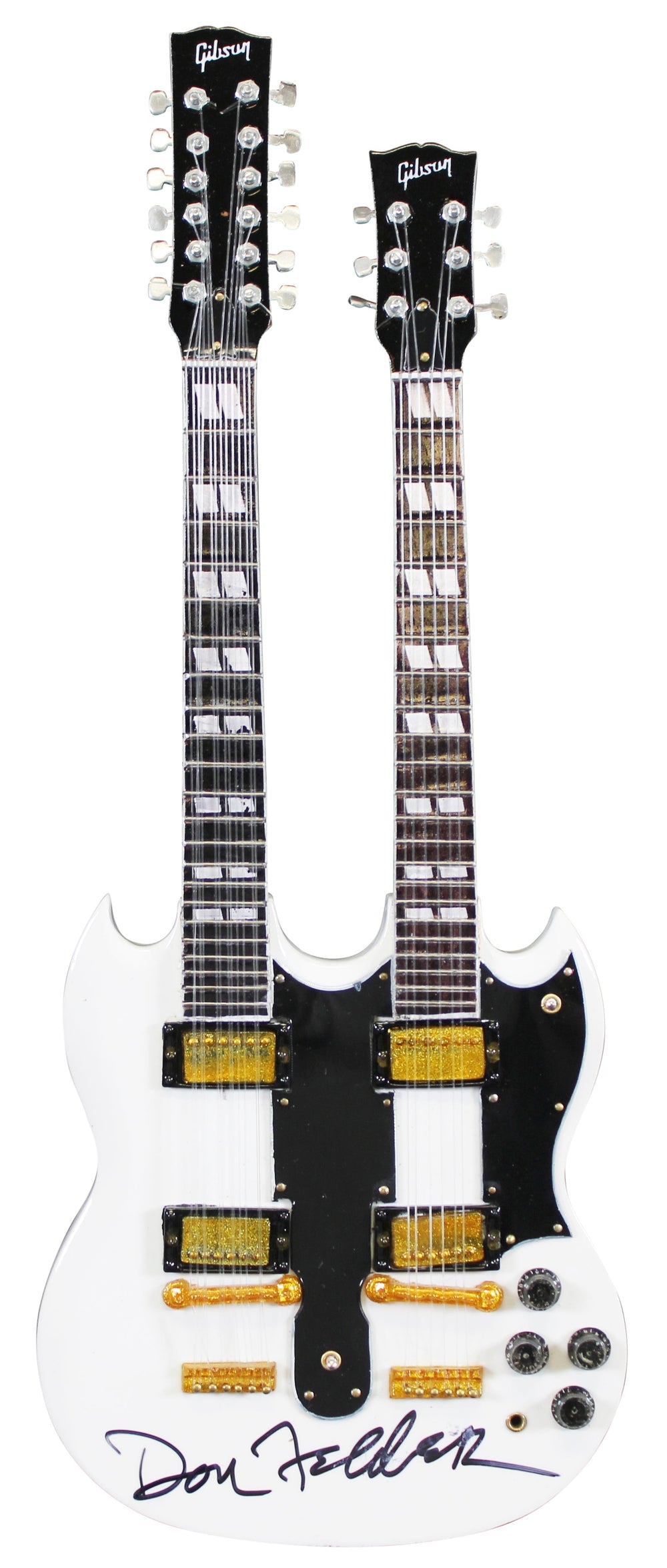 Don Felder The Eagles Signed White Mini Double Neck Gibson Guitar JSA #AR41275