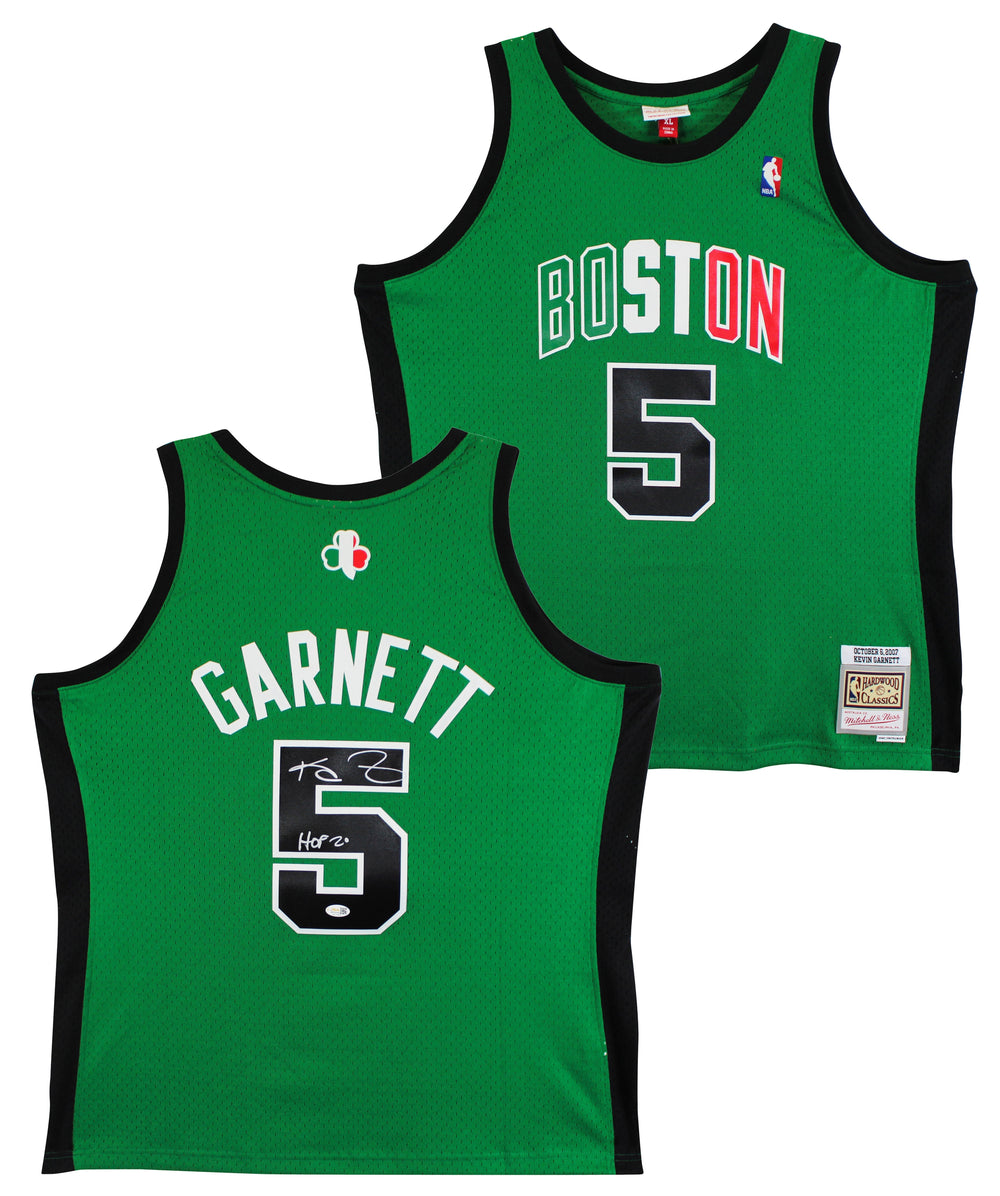 Celtics Kevin Garnett "HOF 20" Signed 10/6/07 Kelly Green M&N HWC Jersey JSA Wit