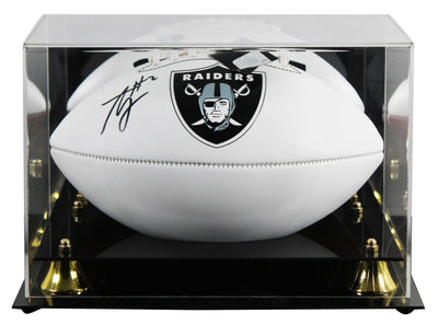 Raiders Ashton Jeanty Signed Franklin White Panel Logo Football W/ Case BAS Wit