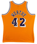 Lakers James Worthy "HOF 2003" Signed Yellow M&N HWC Swingman Jersey BAS Wit