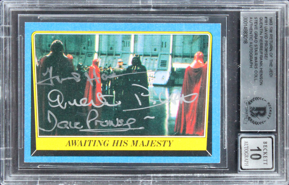 Star Wars (3) Prowse +2 Signed 1983 SW ROTJ #181 Card Auto Grade 10! BAS Slabbed
