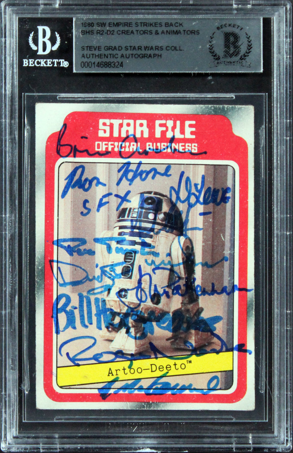 Star Wars (10) Archer +9 Signed 1980 SW Empire Strikes Back #7 Card BAS Slabbed