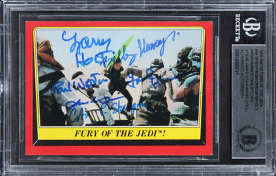 Star Wars (6) Henson +5 Signed 1983 SW Return Of The Jedi #44 Card BAS Slabbed
