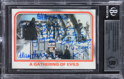 Star Wars (7) Bulloch, Prowse +5 "3x Insc" Signed 1980 SW ESB #73 Card BAS Slab