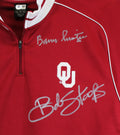OU Bob Stoops & Barry Switzer Signed Maroon Nike 1/4 Zip Pullover Jacket BAS Wit