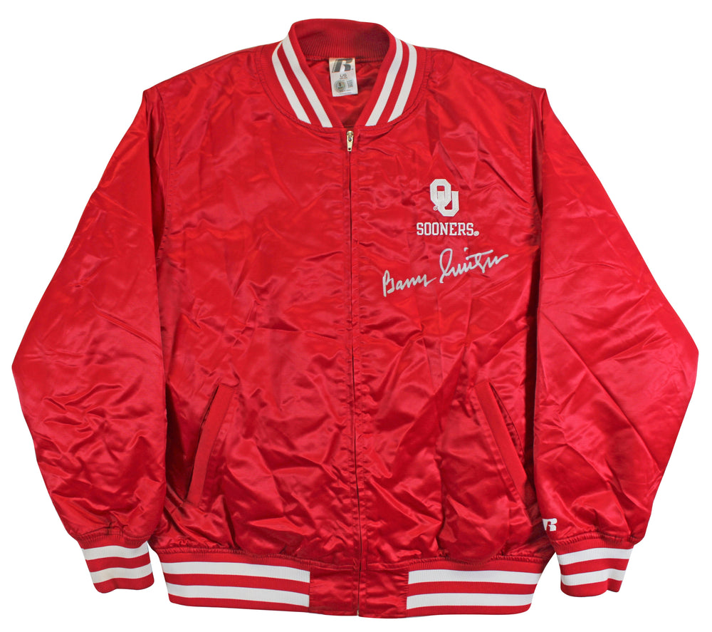 Oklahoma Barry Switzer Signed Maroon Russell Athletic Jacket BAS Witnessed