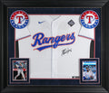 Rangers Marcus Semien Signed White Nike Framed Jersey w/ 2023 WS Patch BAS Wit