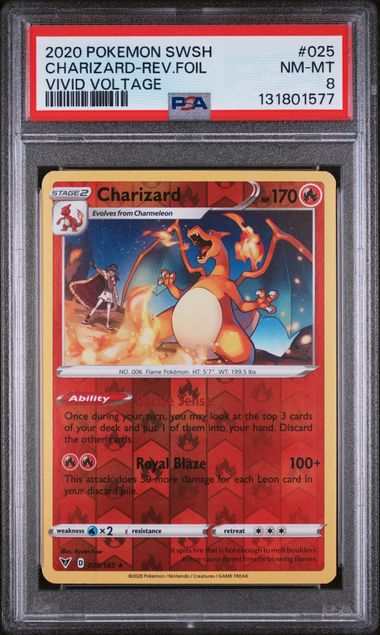 2020 POKEMON VIVID VOLTAGE CHARIZARD REVERSE FOIL #25 PSA 9