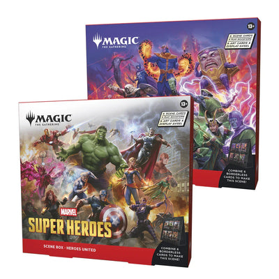 Magic: The Gathering Marvel Super Heroes Scene Box (EN) Set Bundle Heroes United Villains Unleashed