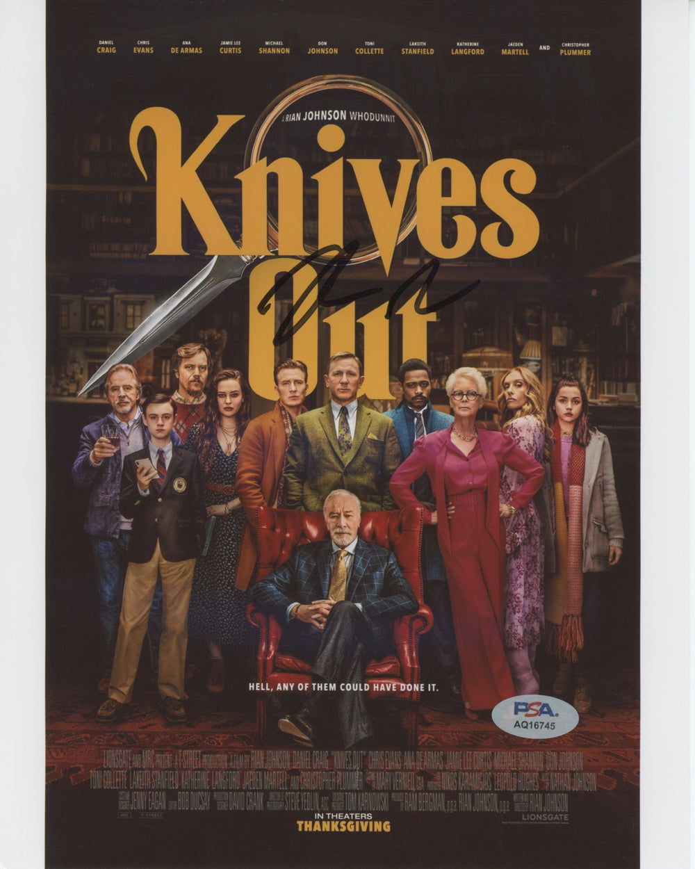 Rian Johnson Knives Out Authentic Signed 8x10 Photo PSA/DNA #AQ16745