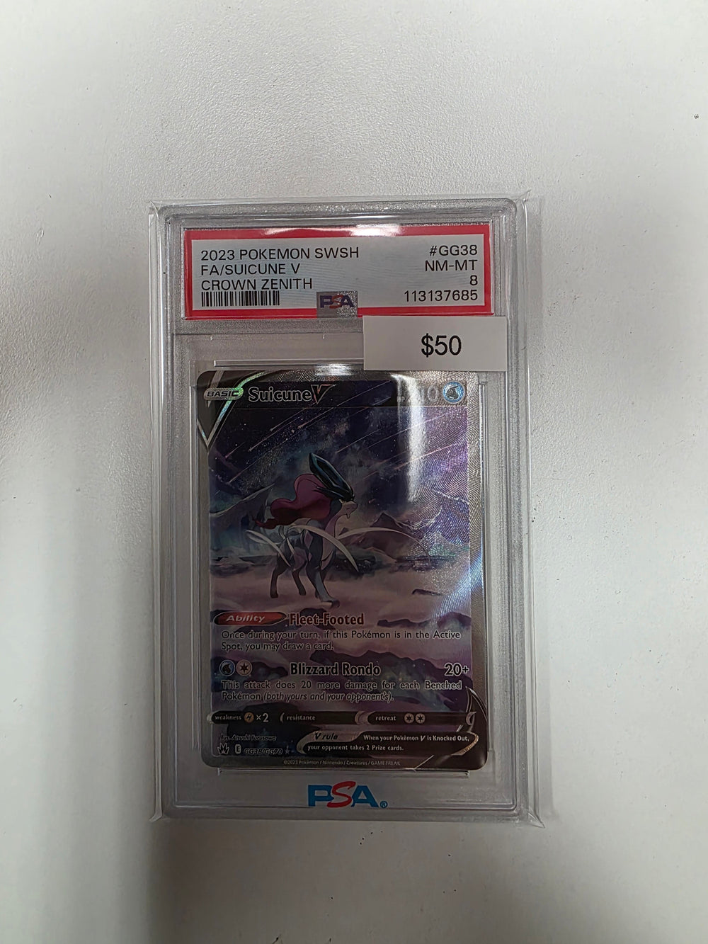 Pokemon Suicune V Crown Zenith GG38/GG70 PSA 8