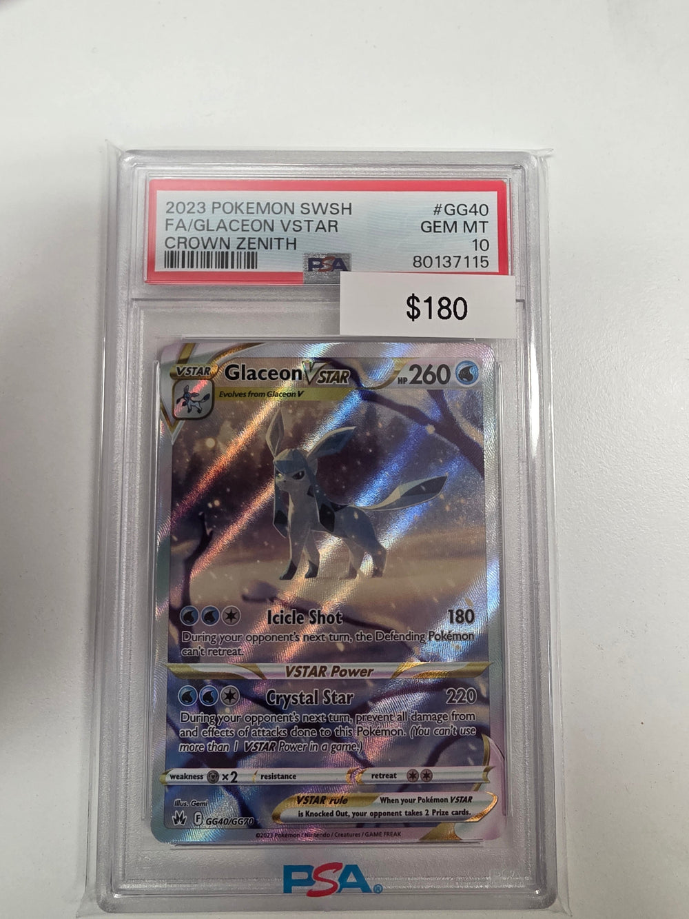 Pokemon Glaceon Vstar GG40/GG40 PSA 10