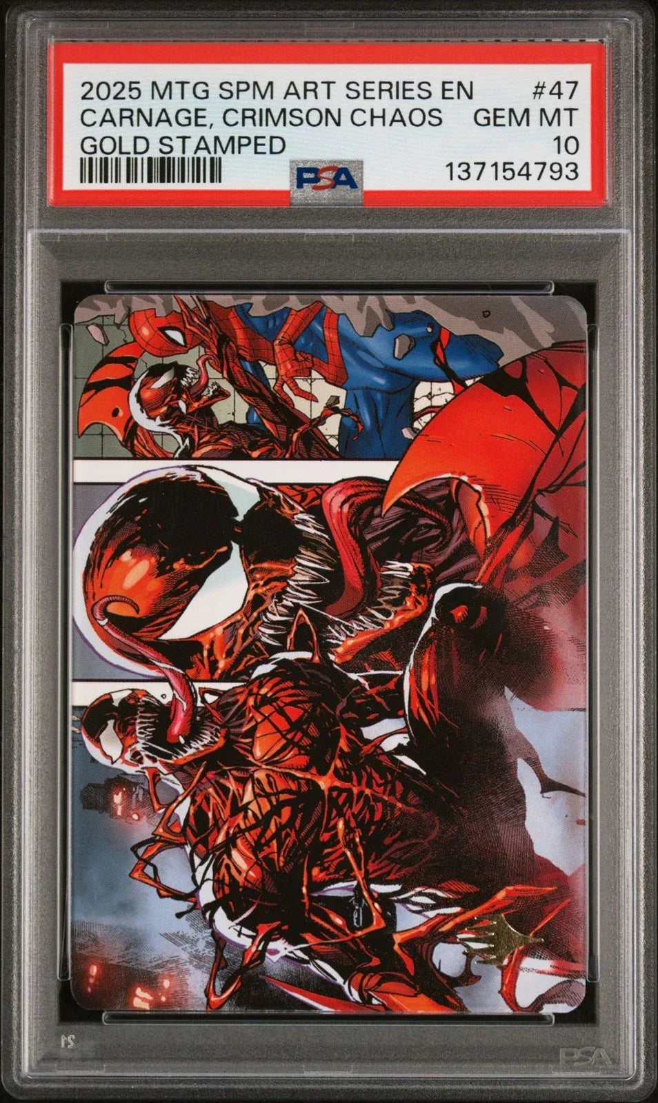 2025 MTG Marvel's Spider-man Art Series 47 Carnage Gold Stamped - PSA Graded Card